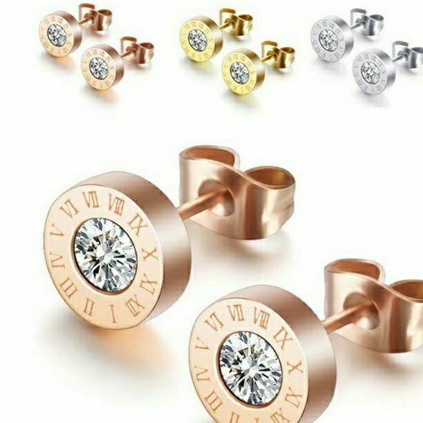QQ Anting Tusuk Angka Romawi Titanium