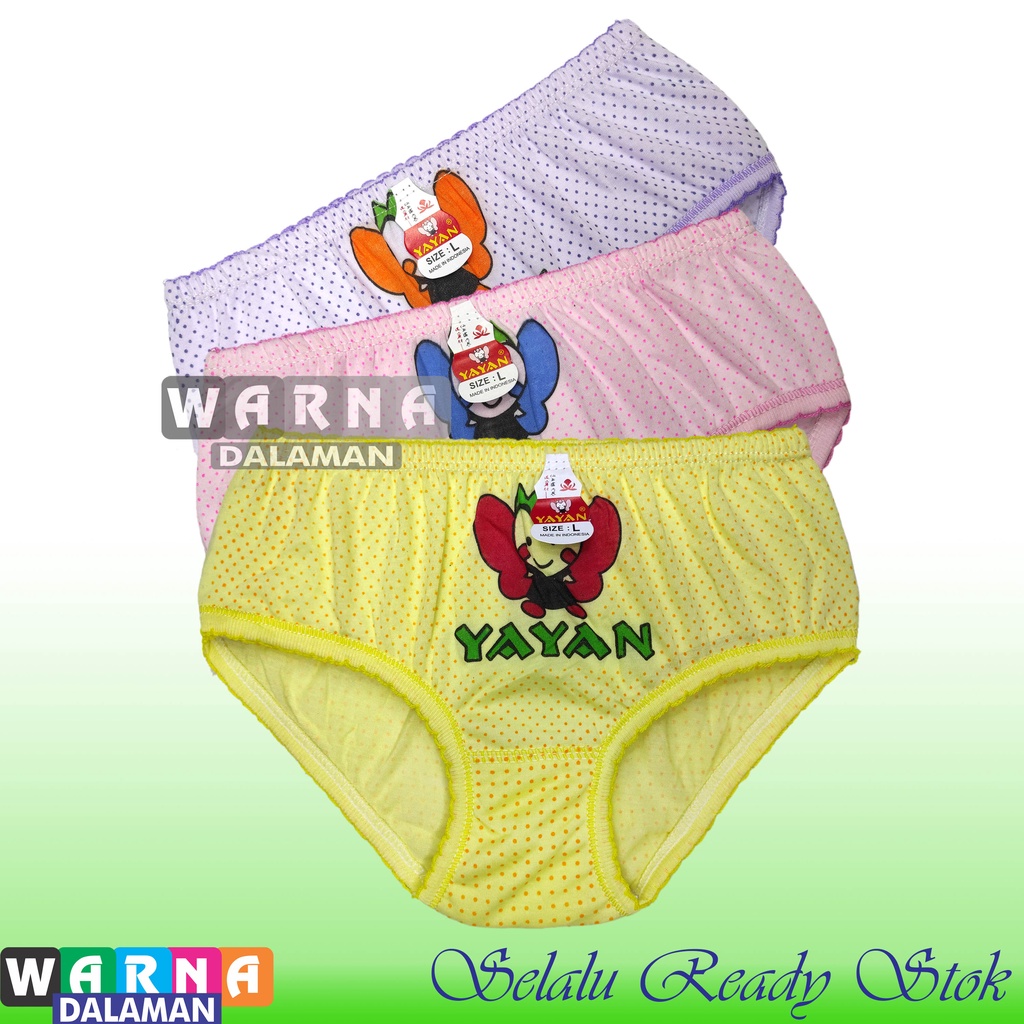 3 Pcs Celana Dalam Anak Perempuan Gambar Motif Kancut Cewek Multiwarna | WARNA DALAMAN