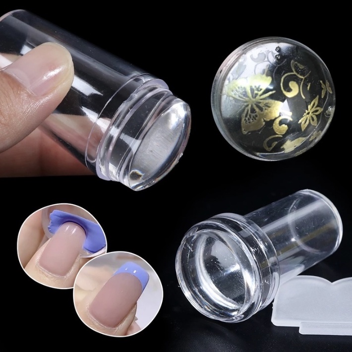 Stempel Kuku Nail Art Stamp Mini Transparan Jelly Scraper Desain DIY Silikon KU025