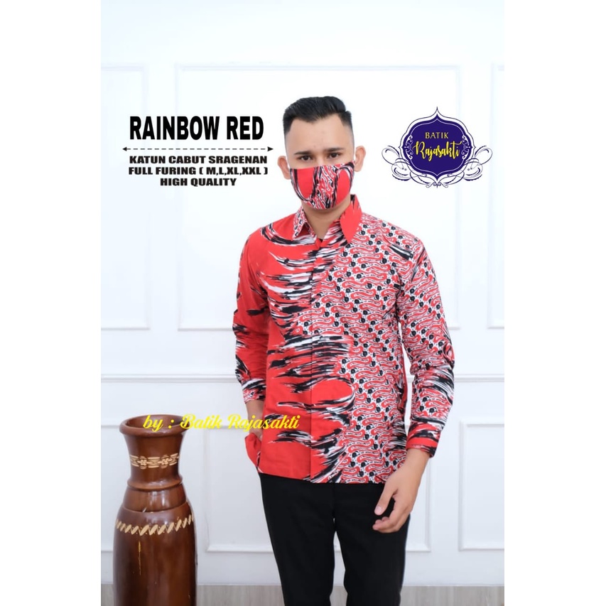 RAINBOW RED RAJASAKTI KEMEJA BATIK PRIA SOLO LENGAN PANJANG LAPIS FURING PARANG BUDOYO RINJANI MERAK KHAYANGAN WULU GADING BANYU PINK  BANYU BIRU BISONO HIJAU WENING DEWARI  GREEN PEKSI MUSTIKA SETYA KENCONO BLACK MODANG PUNAKAWAN SEKAR ARUM KIPAS WULU