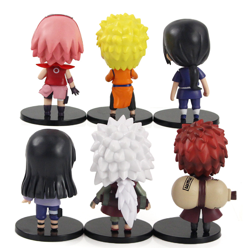 6pcs Orochimaru Hyuga Hinata Gaara Uchiha Sasuke Haruno Sakura Action Figure Model Doll Ornaments Cake Decoration