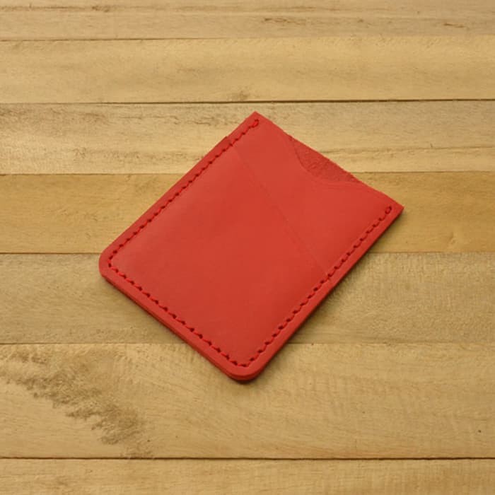 slim wallet dompet kartu simple kulit asli - dompet simpel warna merah