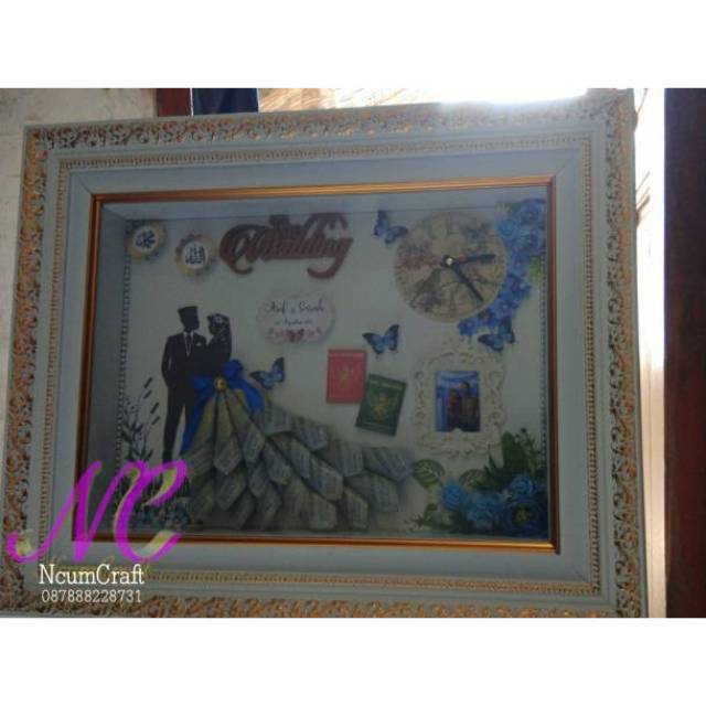 Mahar pernikahan siluet uang kertas