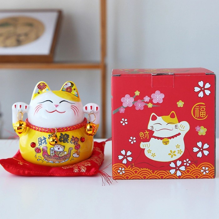 Maneki Neko Kucing Jepang Hoki Keramik Pajangan Kado Ultah Celengan Harga Grosir Termurah