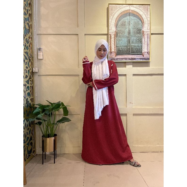 dress wanita muslim gamis syari modern mosscrepe terbaru grosir