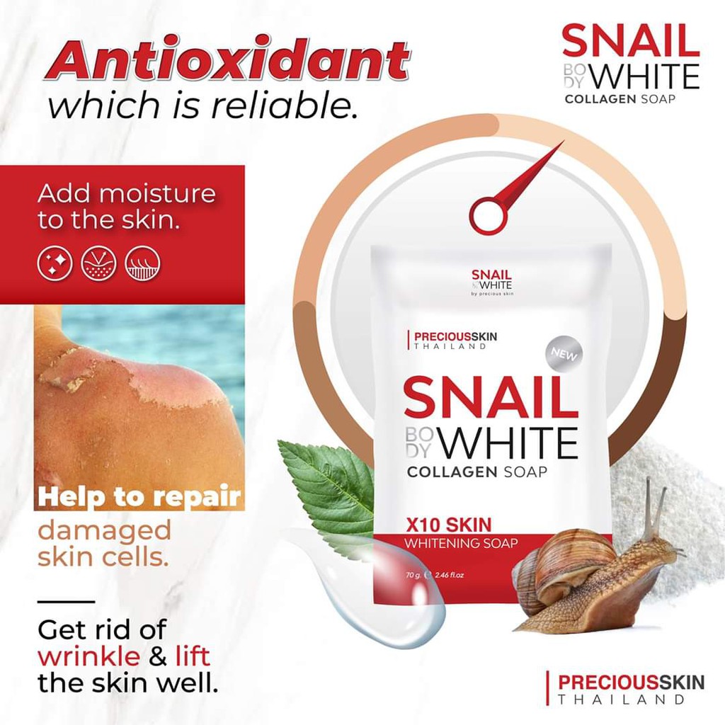 SNAIL BODY WHITE  ANTI ACNE COLLAGEN X10 SOAP /  SOAP SABUN / SABUN ACNE / SABUN PEMUTIH BADAN