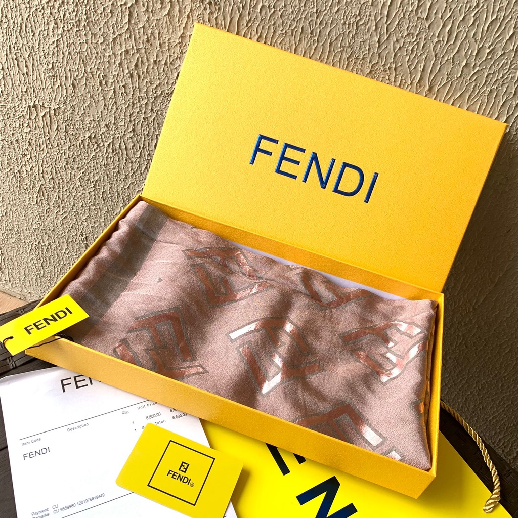 LUXY LX4020 SELENDANG WANITA SCARF / SYAL F*ENDI BRANDED FULL SET LENGKAP PAPERBAG + BOX + FAKEBILL IMPORT QUALITY KUALITAS PLATINUM-2