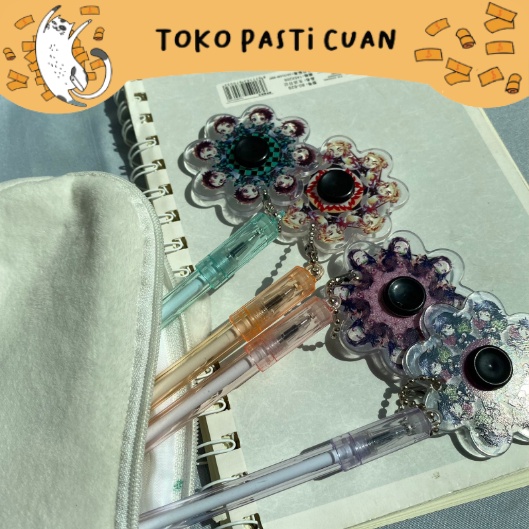 pulpen pen gel gantungan spinner demon slayer pena lucu tinta hitam bisa COD pen imut keren pulpen unik atk kebutuhan anak sekolah termurah import-2