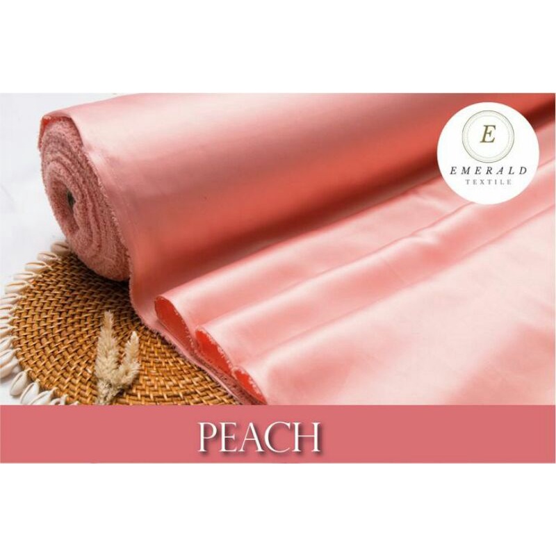 ( BUKAN HIJAB ) SETENGAH METER Kain Satin Velvet Roberto Cavalli Silk Premium - Peach ( HARGA PER 50cm KAIN )