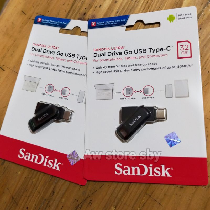 Dual Drive usb type C Flashdisk Sandisk 32GB Hight speed 150mbps