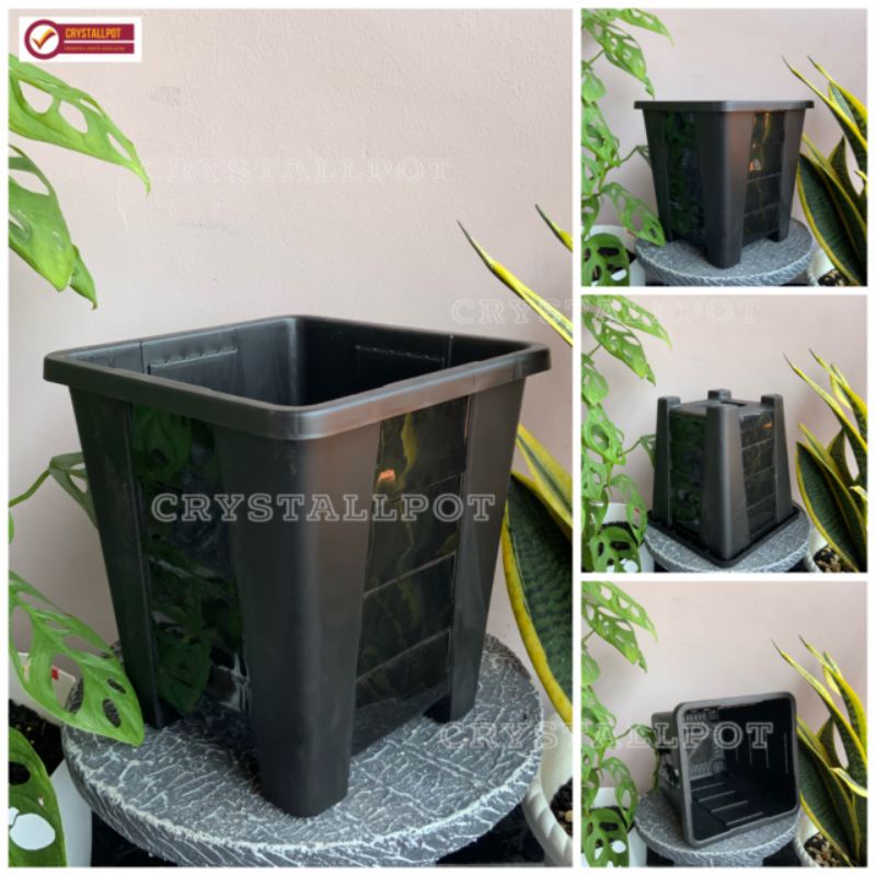 pot bunga tanaman kotak tinggi hitam 26cm - SINOVAC 03 HITAM