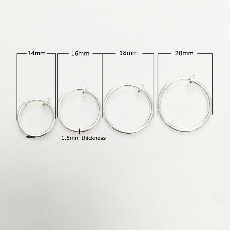 2pcs Anting Klip on Sterling Silver 925 Hypoallergenic 14-20mm Untuk Pria / Wanita