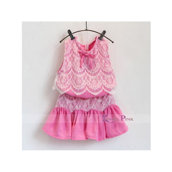Korea Pink Set-Pink Brukat / Setelan Anak Cewek / Kid Set