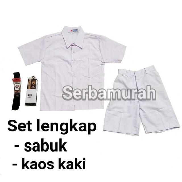 Set lengkap seragam sekolah baju polos pendek celana pendek