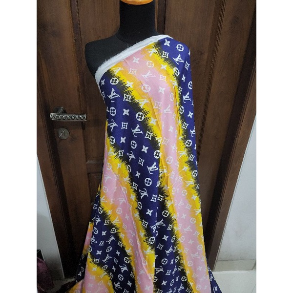 Kain Rayon Viscose [v Gradasi Warna Pink Kuning Navy