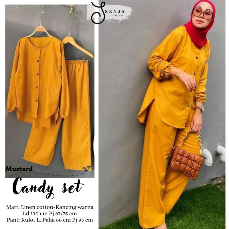 candy set matt linen cotton kancing warna by senja ori