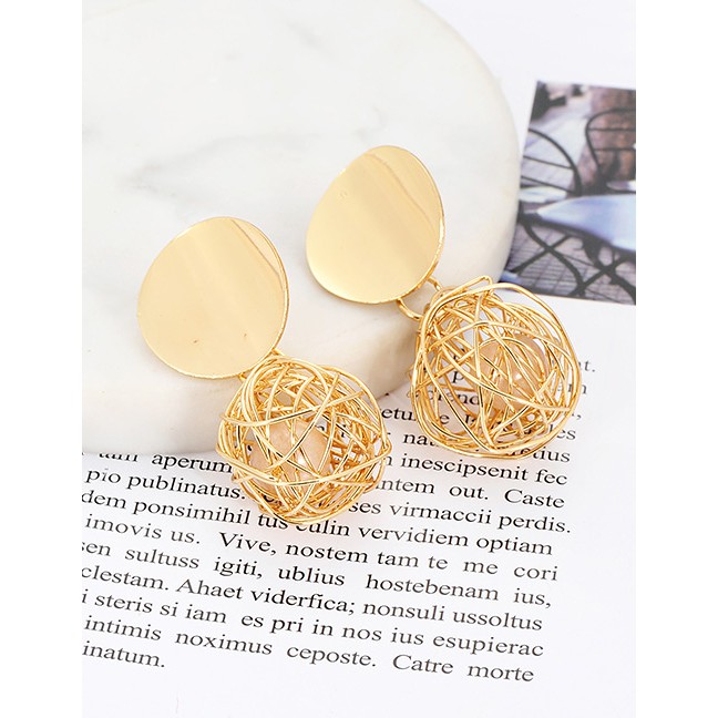 LRC Anting Tusuk Fashion Color Pearl Decorated Pure Color Earrings