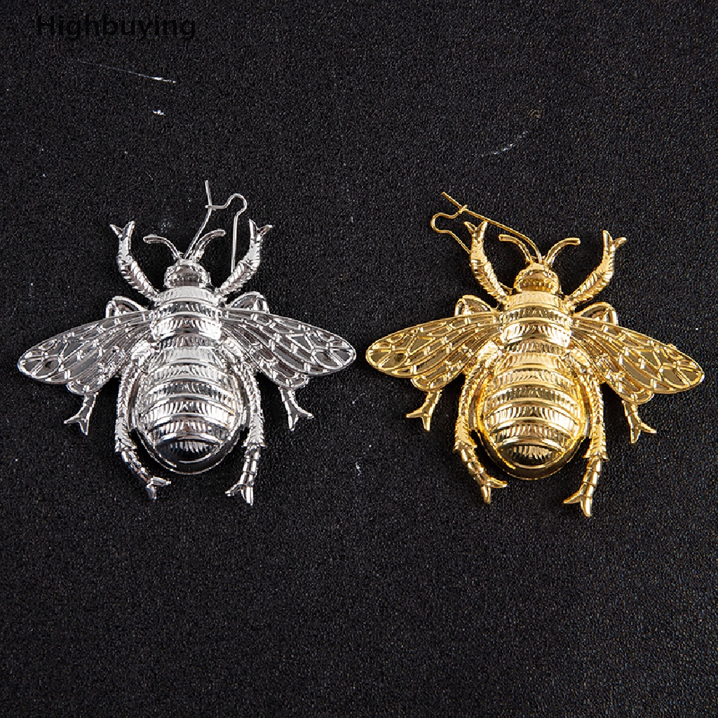 Anting Stud Desain Lebah Bumblebee Besar Warna Silver / Gold Bahan Metal Gaya Retro Minimalis Untuk Wanita Glory