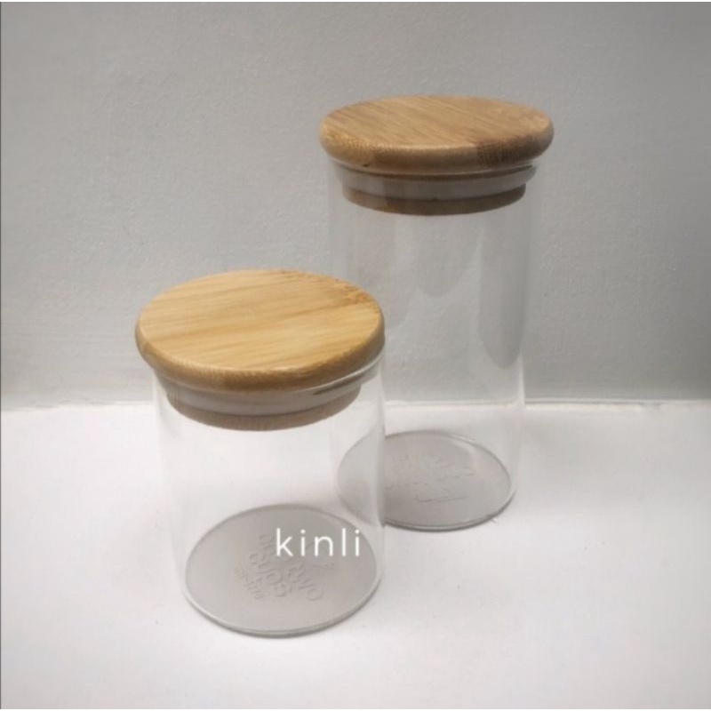 glass jar with wooden lid toples kaca borosilicate tuyup kayu 250ml