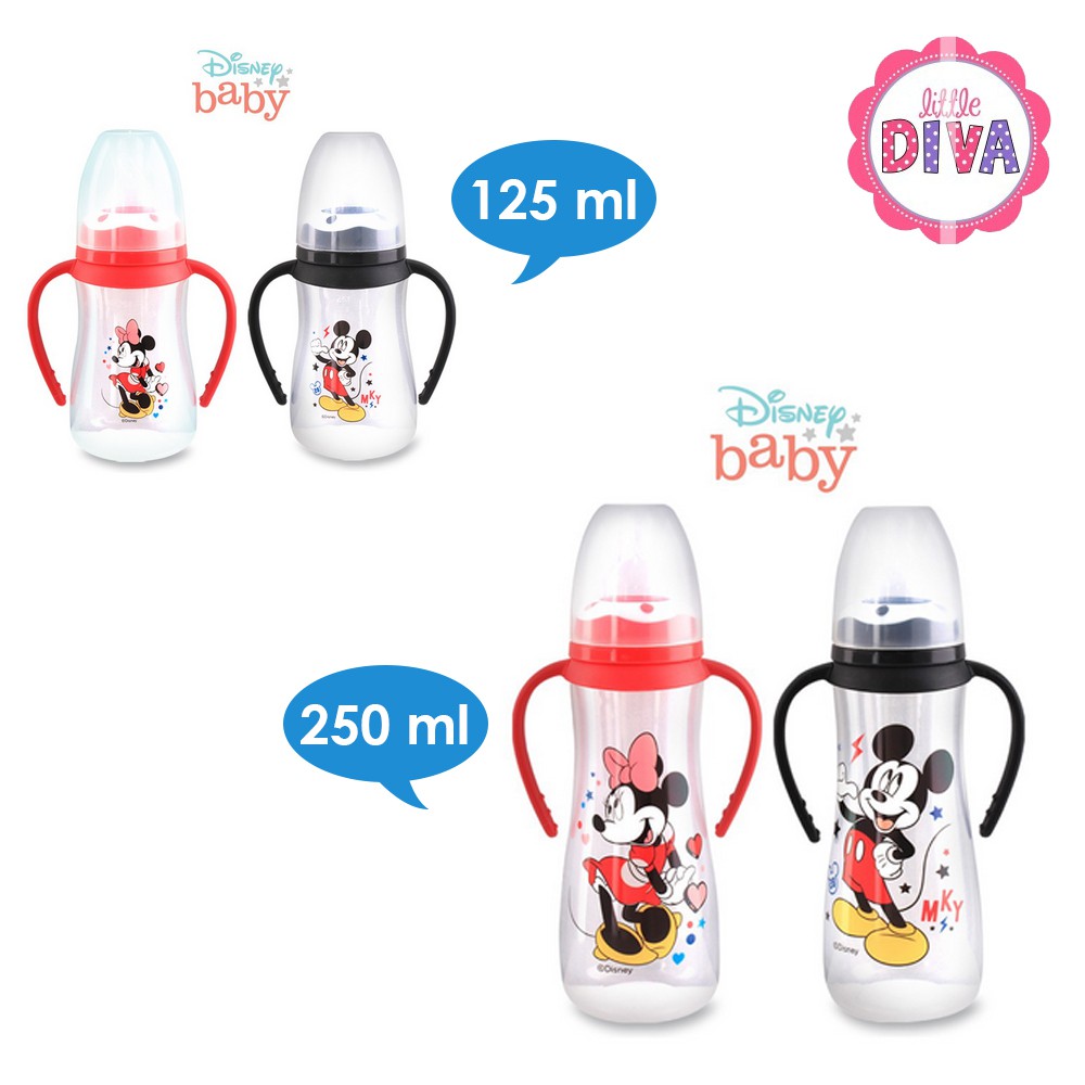 LUSTY BUNNY Botol Susu Bayi Training Cup 125 ml &amp; 250 ml - MILK ROUND BOTTLE REGULAR &amp; HANDLE - Regular mickey minnie DMM-2111 DMM-2121 DMM-2021 DMM-2011