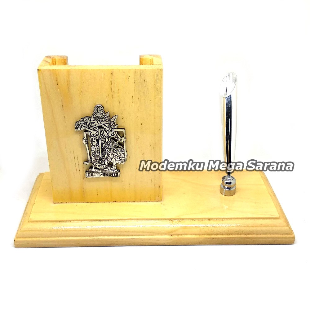 Tempat Bolpoin + Kartu Nama Kayu Wayang Rama Shinta 16x7x12 cm