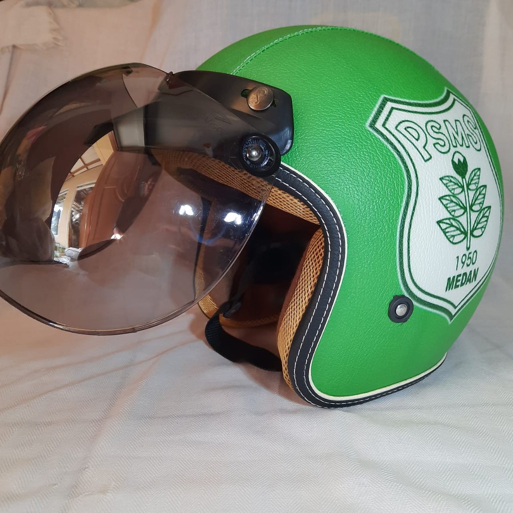 GROSIR HELM BOGO KULIT MOTIF PSMS HELM BOGO DEWASA HELM SNI HELM MODEL BOGO KULIT RETRO HELM KULIT