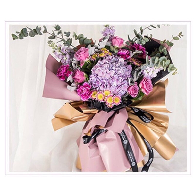 FLOWER WRAPPING BI COLOR GOLD CELLOPHANE KERTAS PEMBUNGKUS BUNGA (ECER 5 LEMBAR SEWARNA)