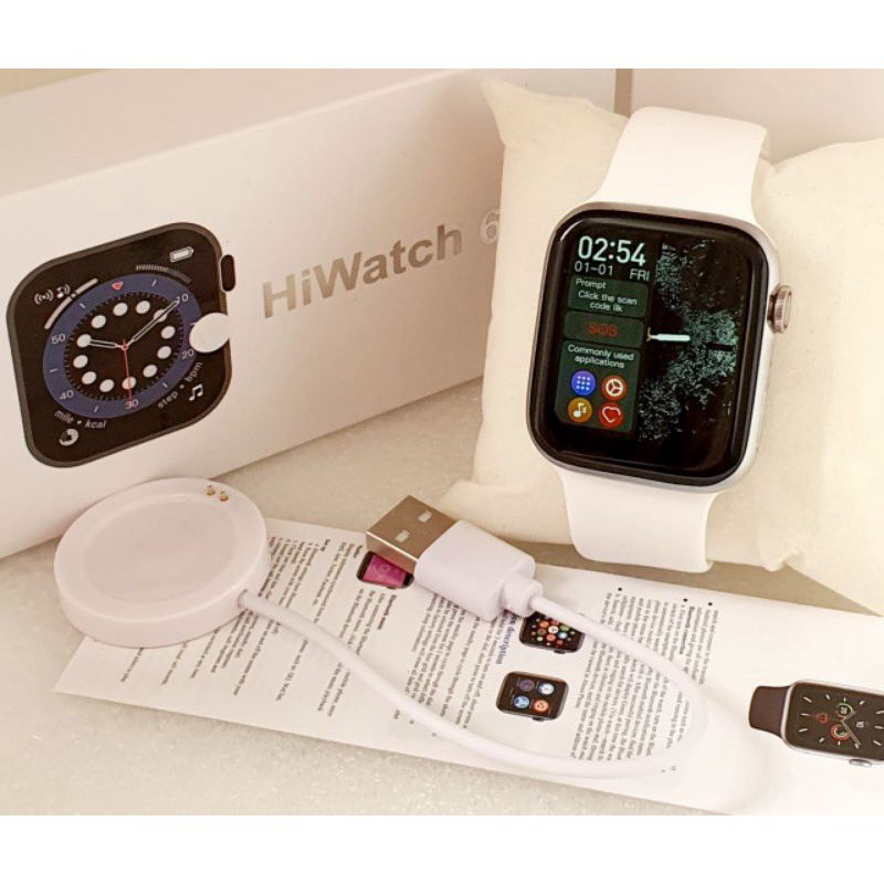 Jam Tangan SMARTWATCH Hiwatch 6  Dan T500+ Double Strap Bisa Telfon Dan Ganti Walpaper-HW PUTIH