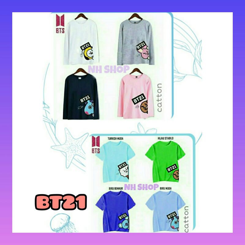 Kaos bts bt21 baju bt21 tshirt bt21 anak remaja lengan panjang pendek