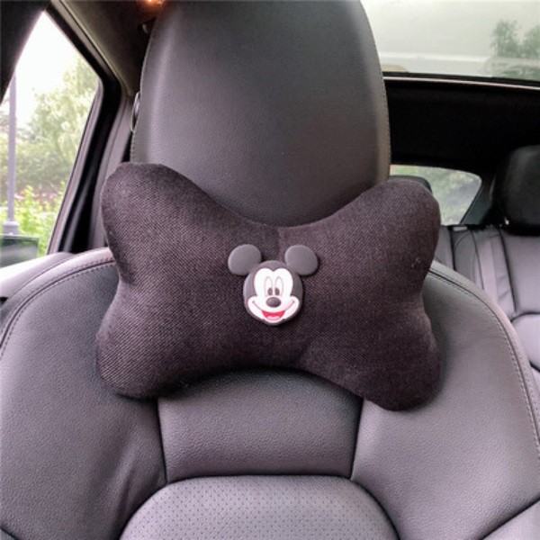 Bantal KAIN LINEN Mickey Minnie Mouse Jok Mobil Kepala Leher Headrest Car Set