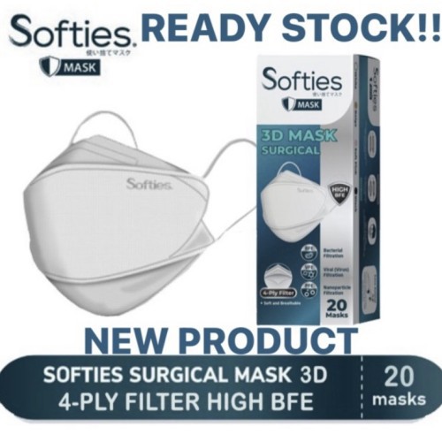 Softies 3D Mask 5s Surgical 4-Ply Filter White / Batik / Pink  - Susudot