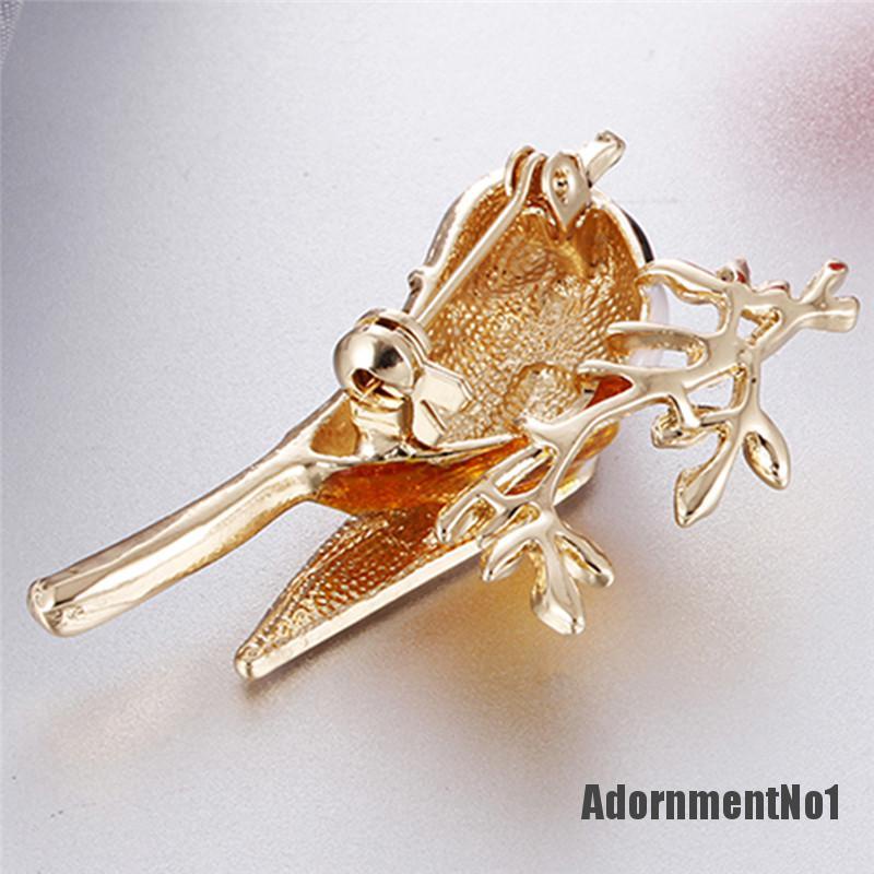 (Adornmentno1) Bros Pin Desain Burung Hias Kristal Berlian Imitasi Aksesoris Wanita