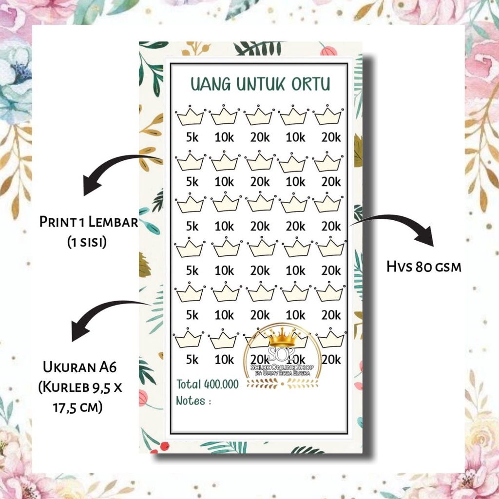 

Uang untuk Ortu | Kertas Binder A6