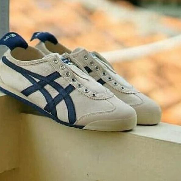 onitsuka tiger slip on cream navy