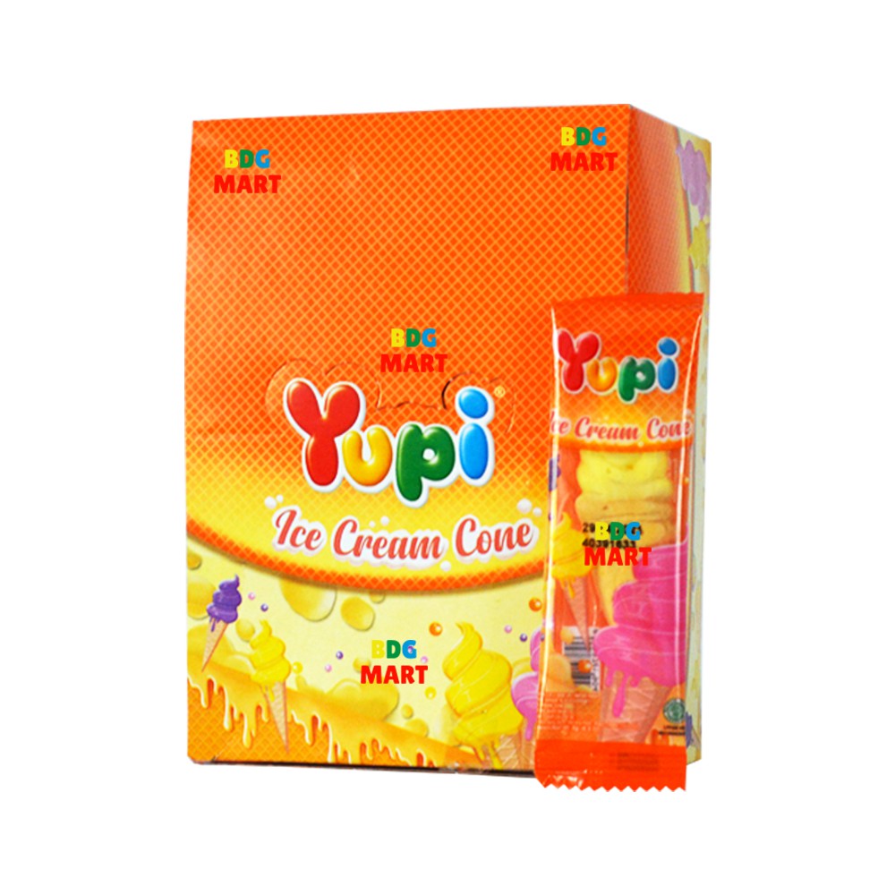 

BOX Yupi Ice Cream Cone Permen Jelly Kenyal Berbentuk Es Krim Cone Disukai Anak - 24 x 7gr