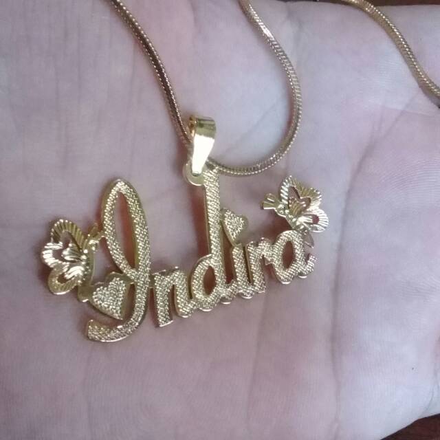 Kalung nama liontin lapis emas 24 karat