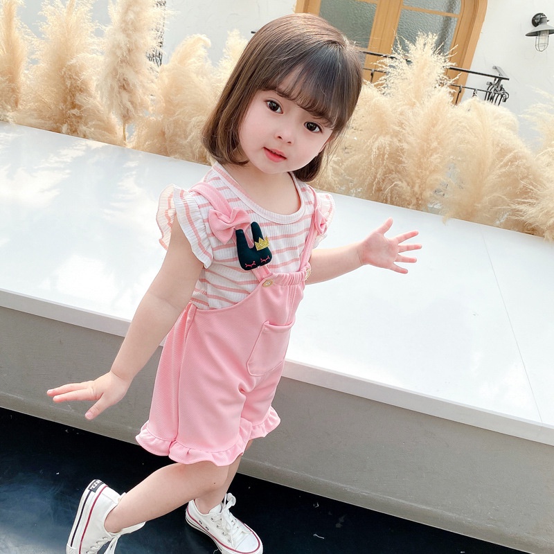 [meandboss] SALE SSP40-Setelan Set 2in1 Anak Pakaian Bayi Garis2 Pendek