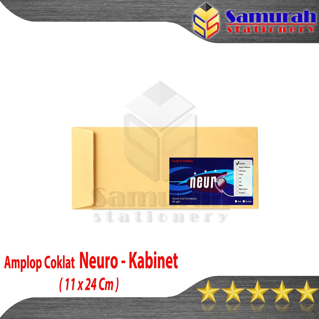 

Amplop Kertas Coklat Polos Neuro Ukuran Kabinet / Envelope Cabinet 11 x 24 cm / Gaji / Kop Surat