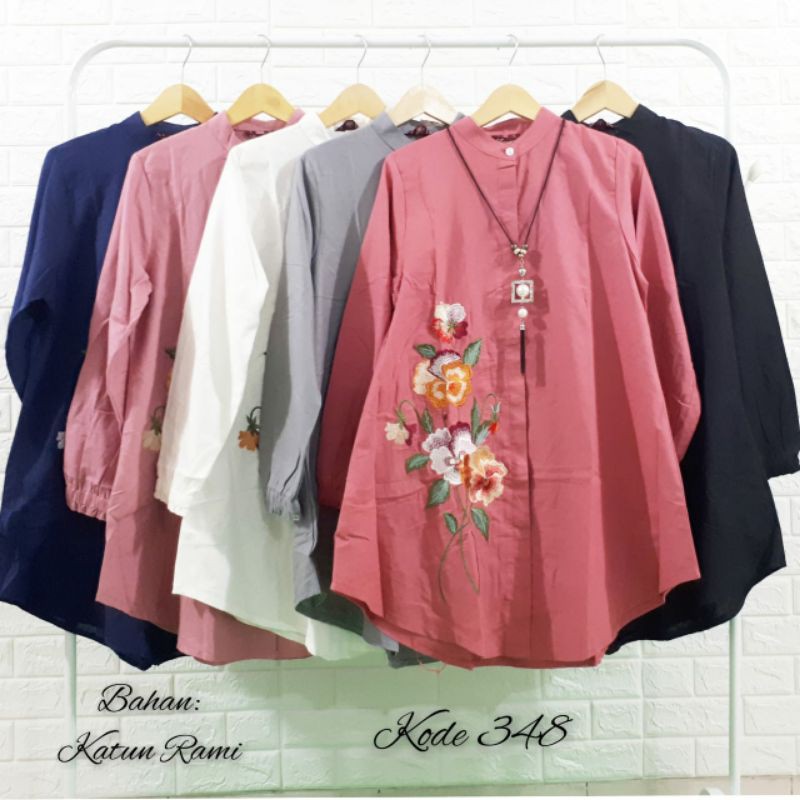 TUNIK WANITA FASHION TERBARU BORDIR BUNGA KUDUS SURAKARTA PAKAIAN CEWEK MUSLIM MOTIF BUNGA/ TUNIK IM