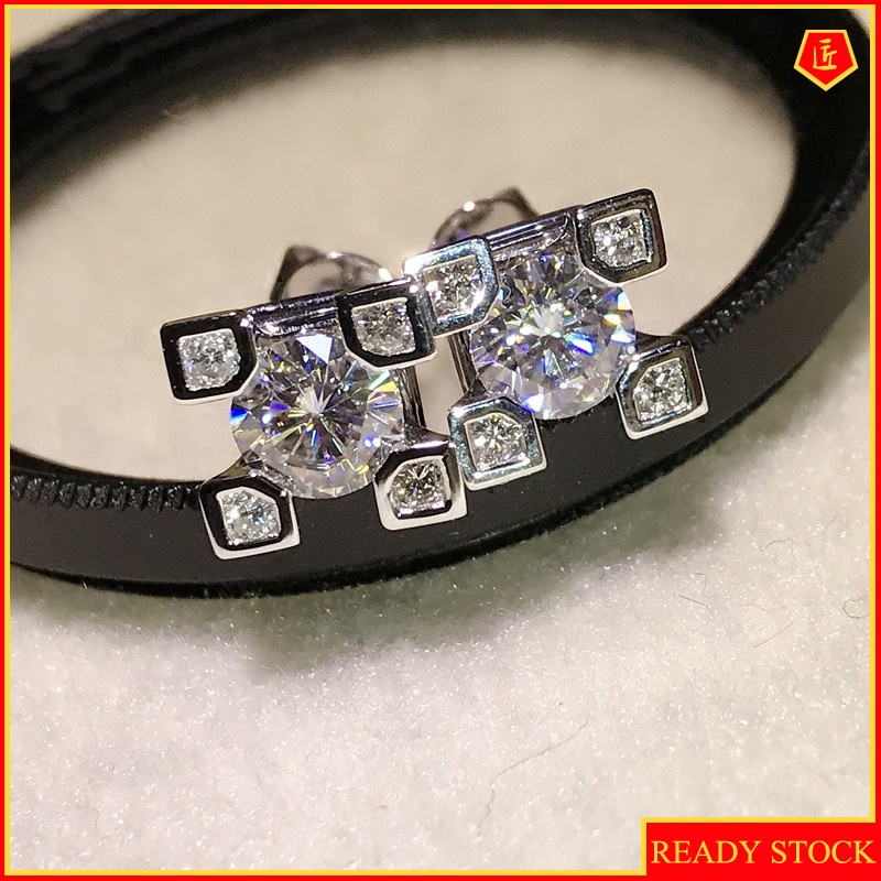 [Ready Stock]Creative Personality Pt950 Platinum Moissanite Stud Earrings