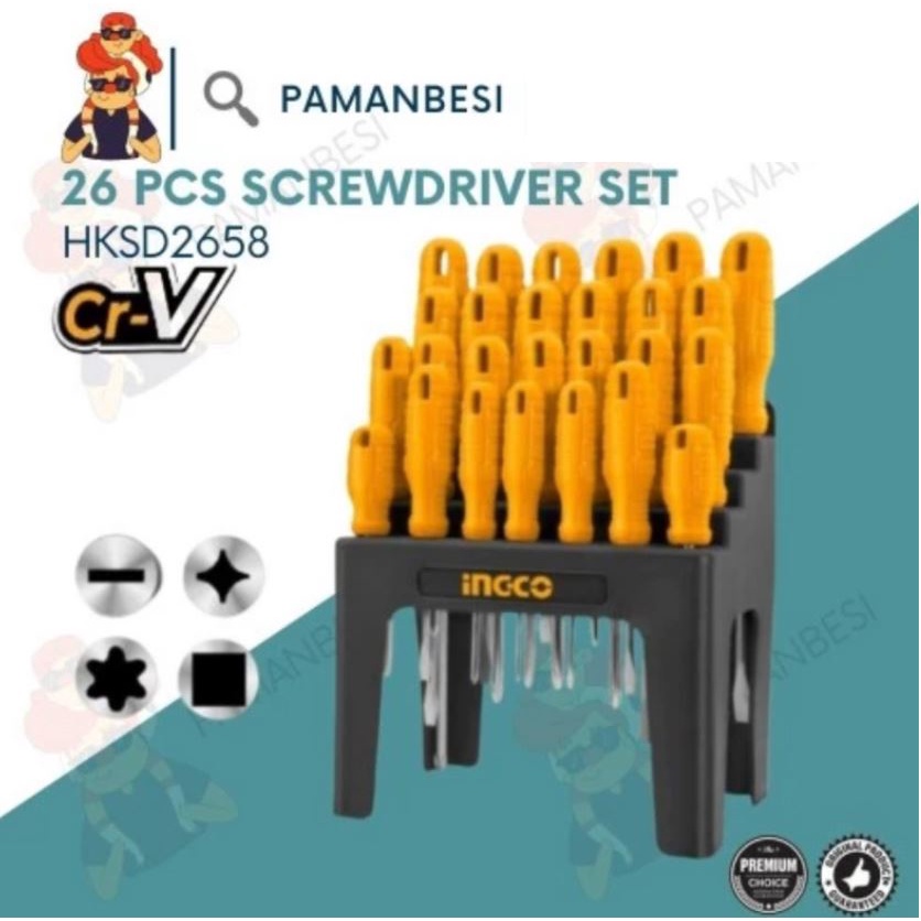 Obeng Set 26pcs Screwdriver Set INGCO HKSD2658