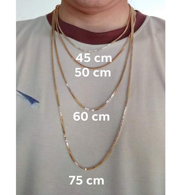 KALUNG MILANO KACA ROSE  GOLD LAPIS EMAS LEBAR 2 MILI PENGKAIT S SEPERTI EMAS ASLI {PYA.25Au22ᵟ}