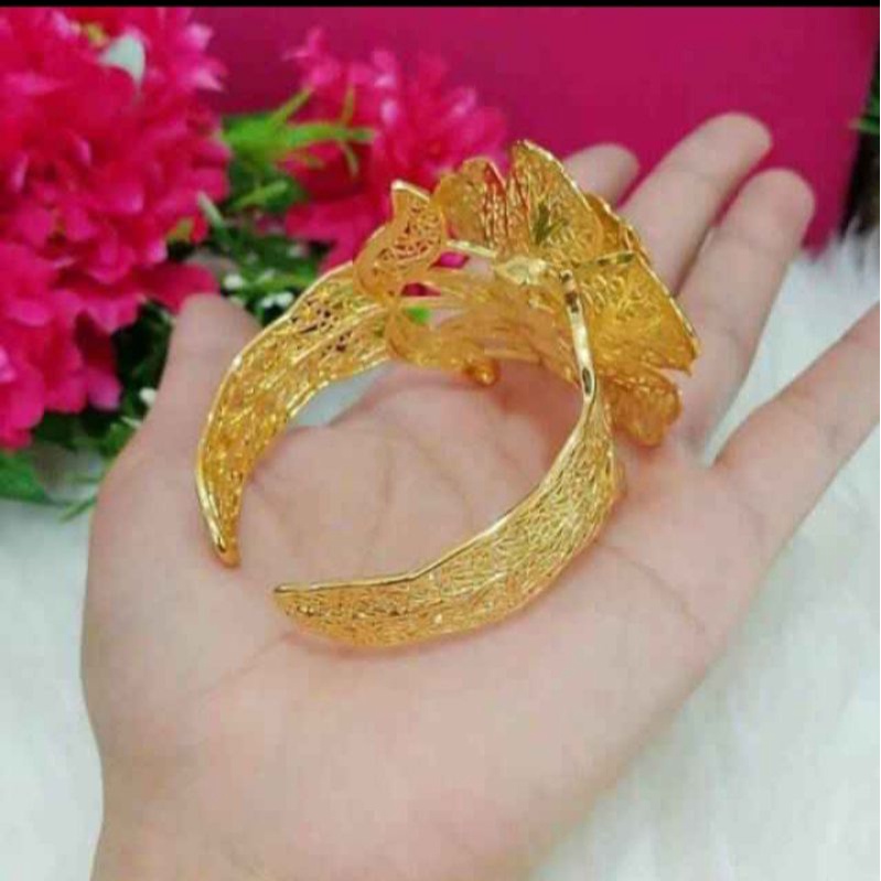 Gelang bunga lapis emas 24 k