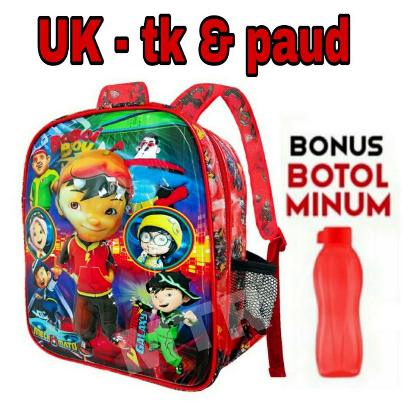 TAS RANSEL ANAK TK&amp;PAUD LED/DI TEPUK NYALA BERHADIAH BOTOL MINUM PLASTIK