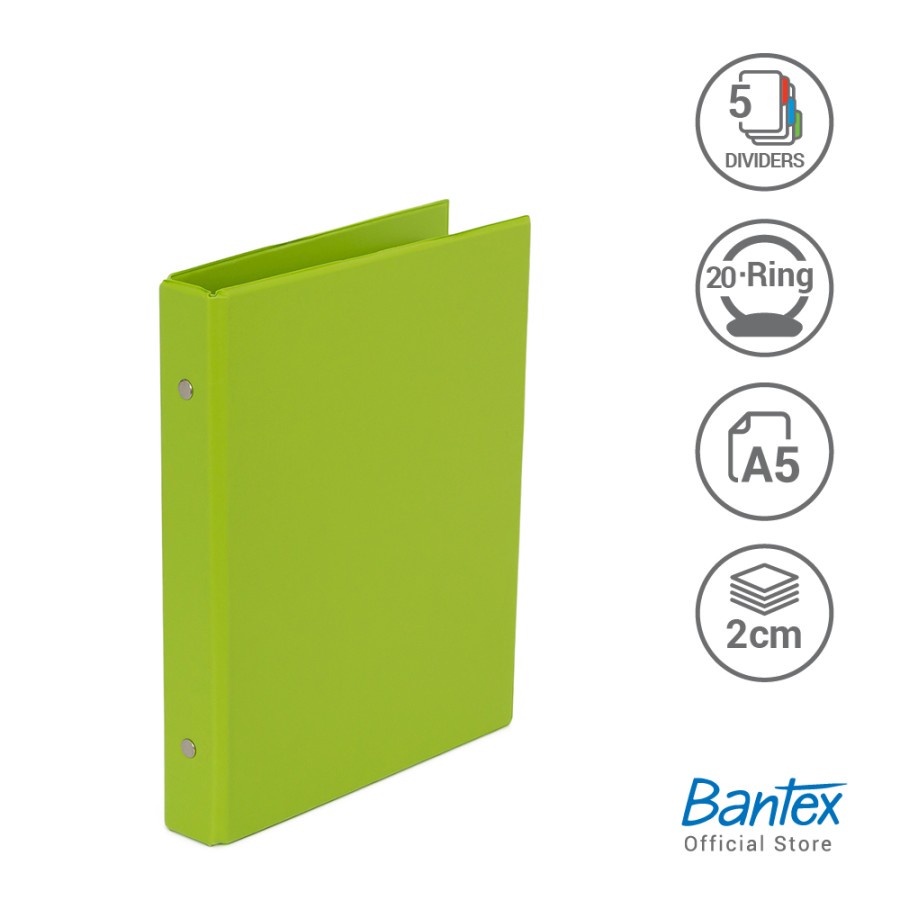 Bantex Multiring Binder 20 Ring 25mm A5 Lime #1324 65 ( PCS )