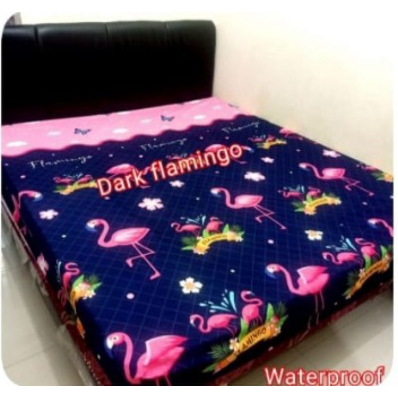 Sprei waterproof (anti air) motif bisa COD-Dark Flamingo