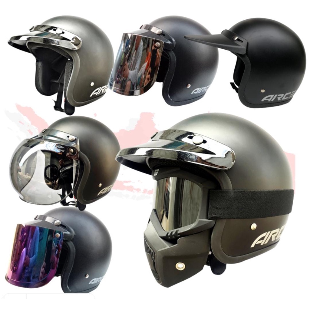 Helm Bogo Dewasa Retro Hitam Helm Klasik Pria Dan wanita