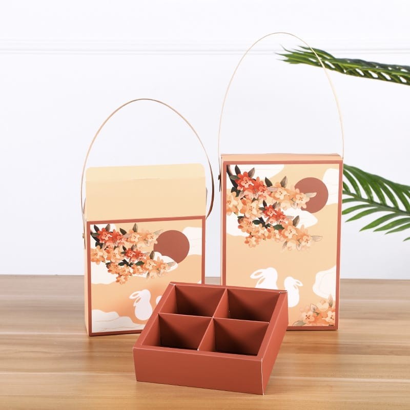 BOX SEKAT 4/6 TENTENG RABBIT ORANGE KOTAK MOONCAKE COOKIES MB6-15