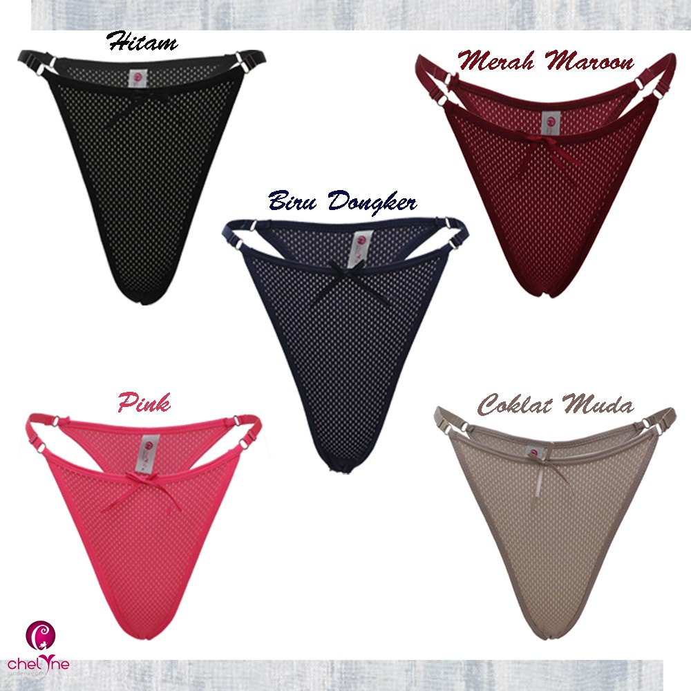 CD G-String Chelyne (M-XXL) V2802 FreeSize Bahan Berpori