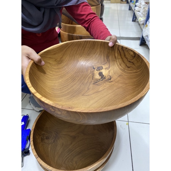 Wooden Big Bowl Diameter 30cm / Mangkuk Kayu Jati Besar